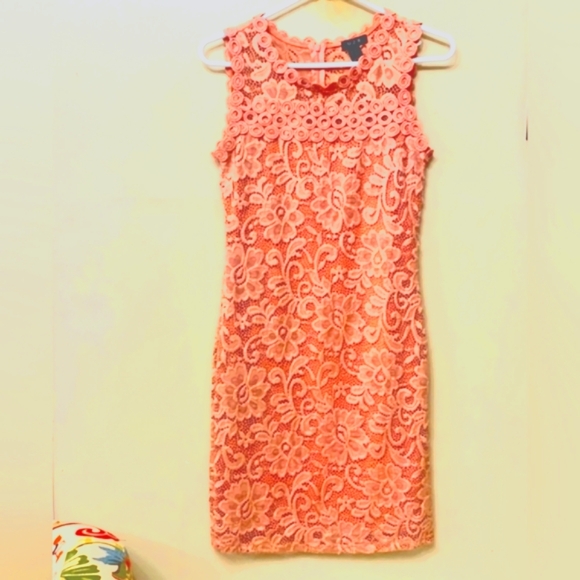 (M)🔥U2B🔥 Coral🍑 Lace Dress👗 Ptp 15.5"× L35" - Picture 2 of 9